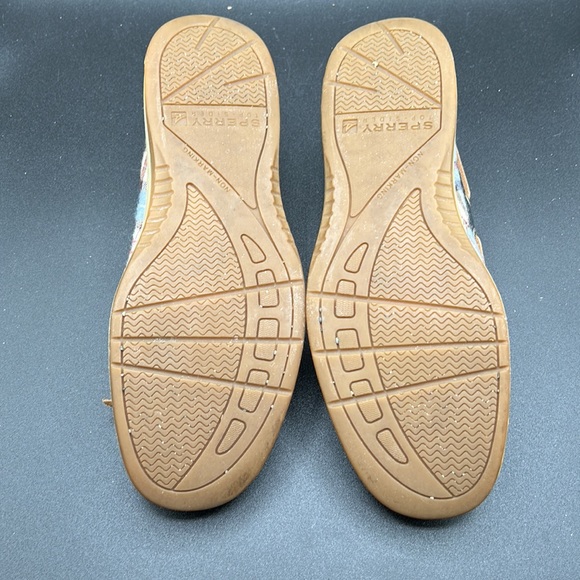 Women's Pre Loved Sperry Top Siders, Navy Leather & Plaid Fabric, SZ 8M - Picture 6 of 15